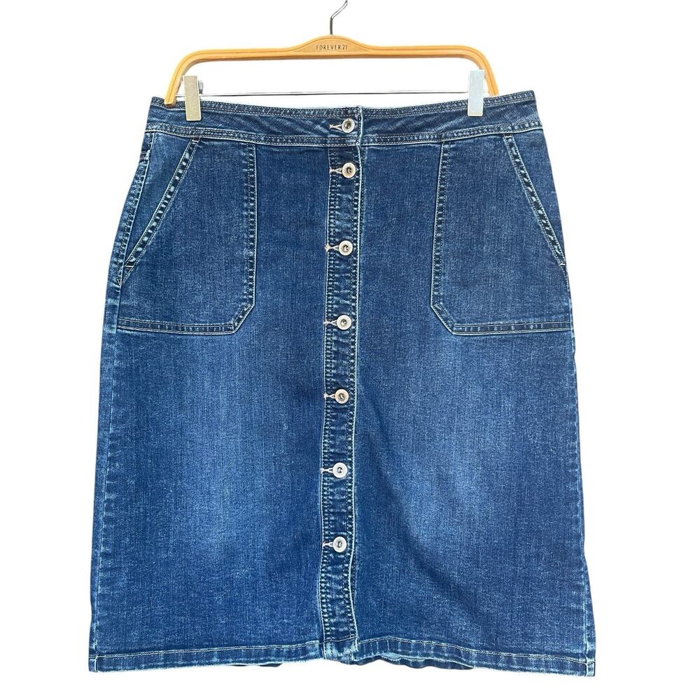 Liz‎ Claiborne Simply Liz Womens Jean Skirt Size 10 Button Up 90s Y2K Blue Knee
